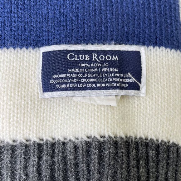 Club Room Mens Scarf Striped Multi Colored 9.5 in x 69 in One Size u - Picture 3 of 3